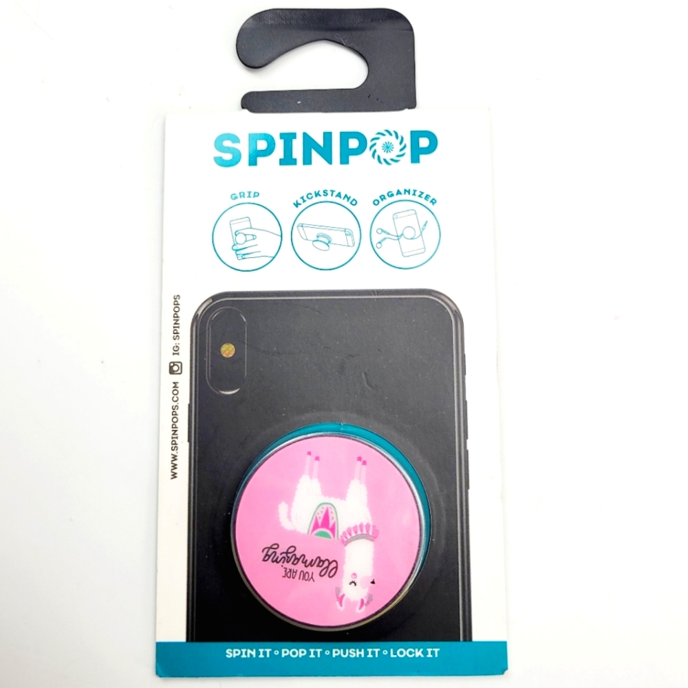 Spinpop Phone Grip Features a Llama with Saying " You Are Llamazing"